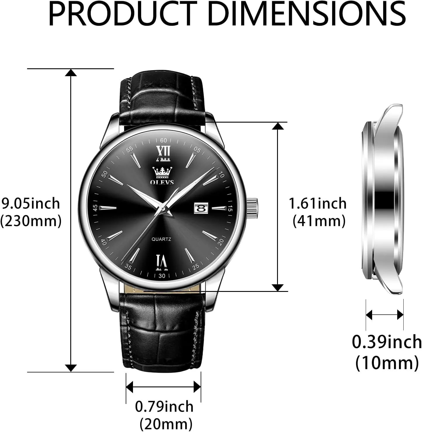 OLEVS Men Leather Watch,Mens Wrist Watches,Big Face Watches for Men,Leather Band Watches for Men,Day Date Watches for Men,Waterproof Watches for Men,Men Classic Watch,Reloj para Hombres