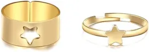 One Couple Rings Set, Star Rings for Women Matching Rings for Couples Adjustable Rings Set Promise Trendy Rings Set for Girls Women Star Romantic Jewelry Anniversary Birthday Gift,H