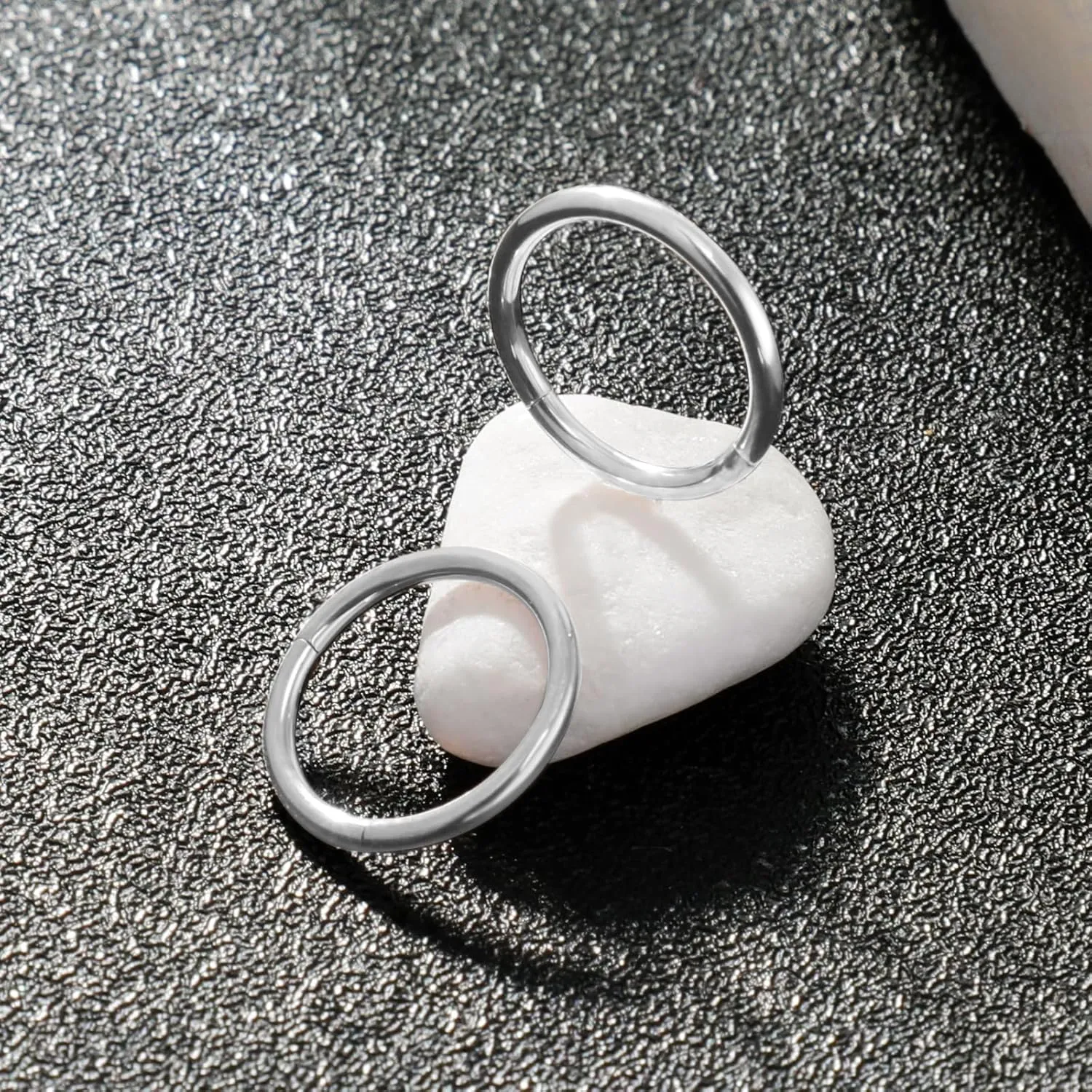 ONESING 2 PCS Nose Rings Hoops 14G 16G 18G 20G Surgical Steel Septum Rings Cartilage Tragus Round Hinged Nose Rings Piercing Jewelry for Women Men 6-12mm