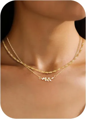 ORAZIO Layered Gold Necklaces for Women Non Tarnish, Dainty 14K Gold Plated Cubic Zirconia Necklace Stack Layering Chain Necklaces Stackable Cute CZ Pendant Choker Necklace for Women