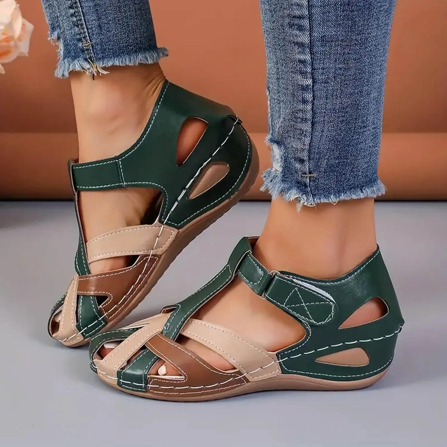 Orthopedic Sandals For Women Closed Toe Platform Wedge Casual Sandal With Arch Good Arch Support Camping Shoes Woman
