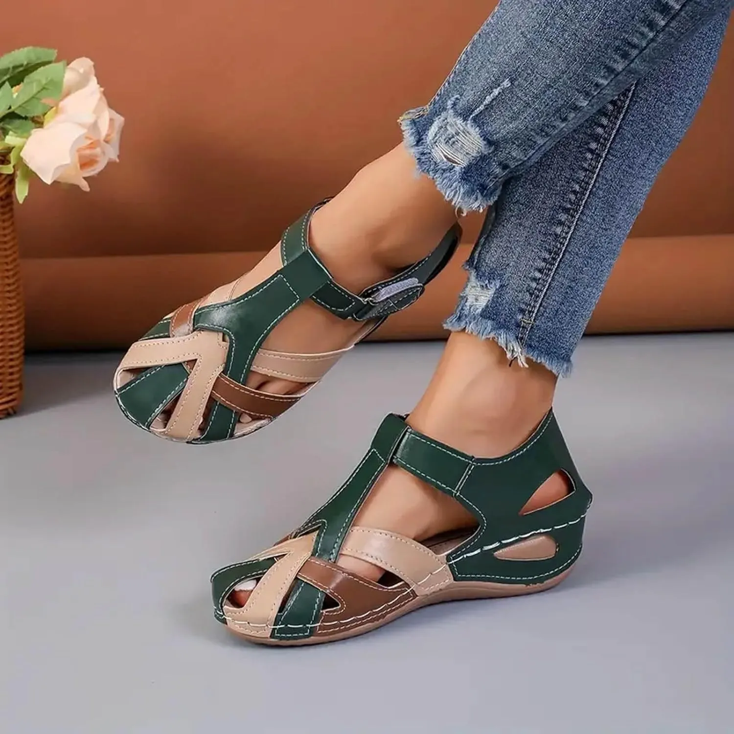 Orthopedic Sandals For Women Closed Toe Platform Wedge Casual Sandal With Arch Good Arch Support Camping Shoes Woman