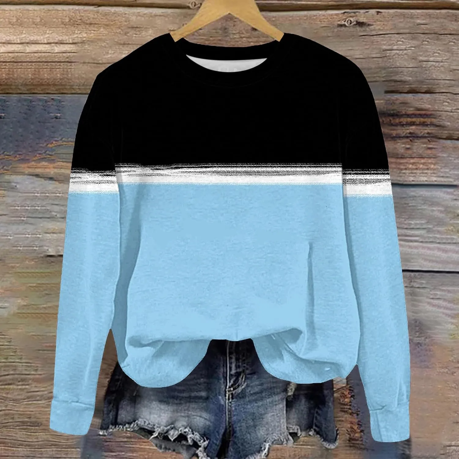 Oversized Crewneck Sweatshirts For Girls Boys Long Sleeve Color Block Pullover Tops Fleece Preppy Clothes 1-12 Years