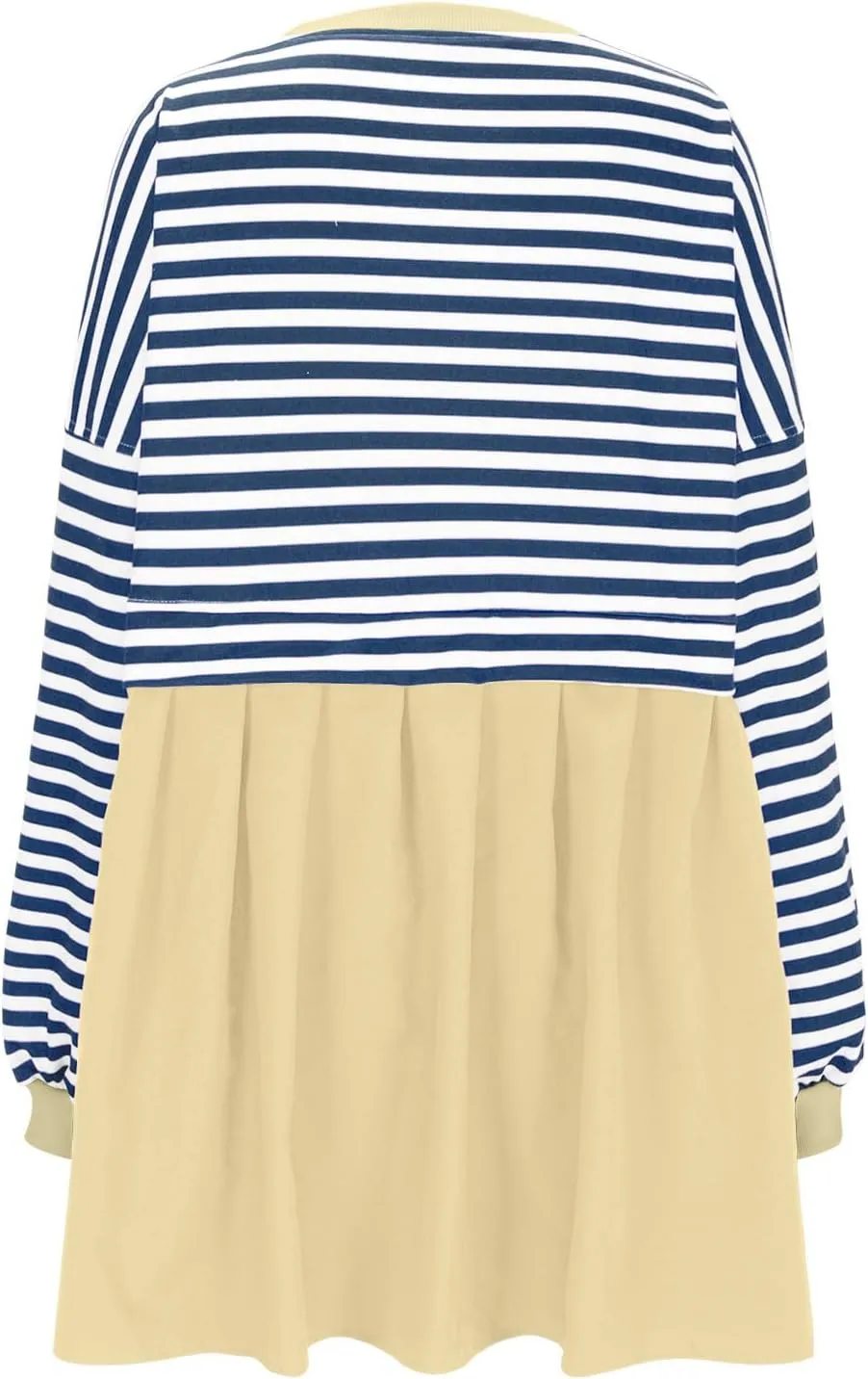 Oversized Sweatshirt Dress Womens Fall Fashion 2024 Long Sleeve Crewneck Patchwork Pullover Tops Pleated Mini Dress