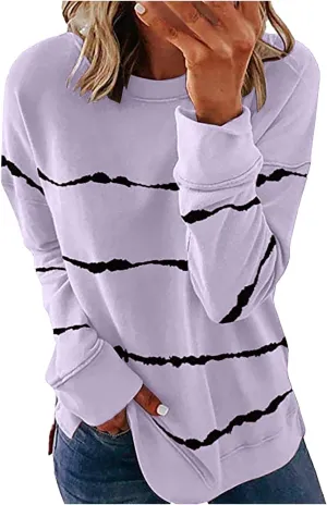 Oversized Sweatshirt For Women Plus Size Long Sleeve Fall Tops Side Split Crewneck Pullover