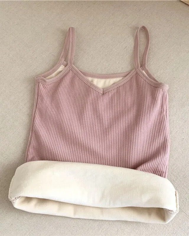 Pankh Pem Fleece Wool Lining Padded Tank Top