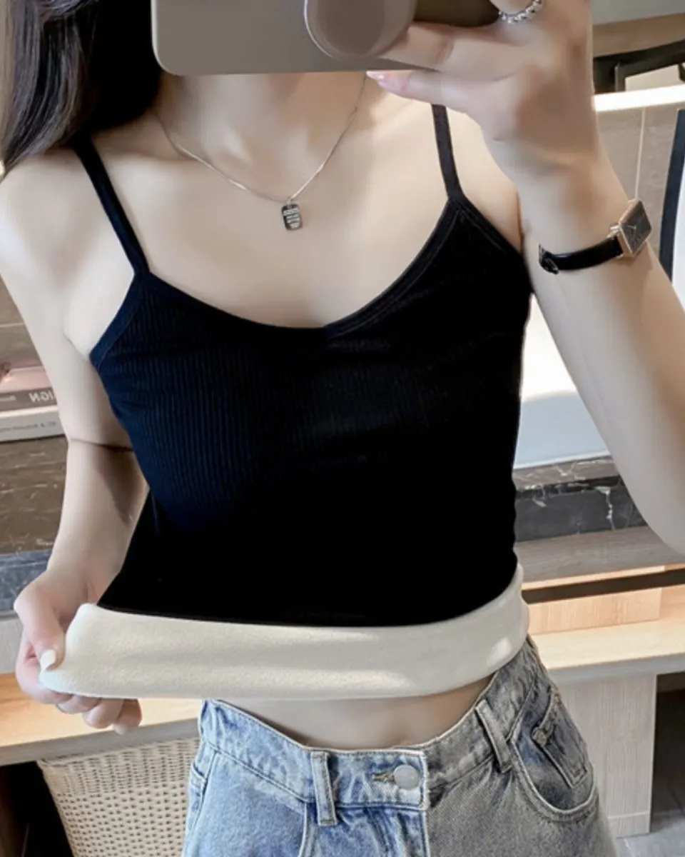 Pankh Pem Fleece Wool Lining Padded Tank Top