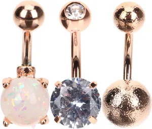 PartyKindom 3Pcs Belly Button Rings Stylish Women Belly Piercing Jewelry Curved Body Jewelry for Swimsuits Summer Tops Nightclub Outfits