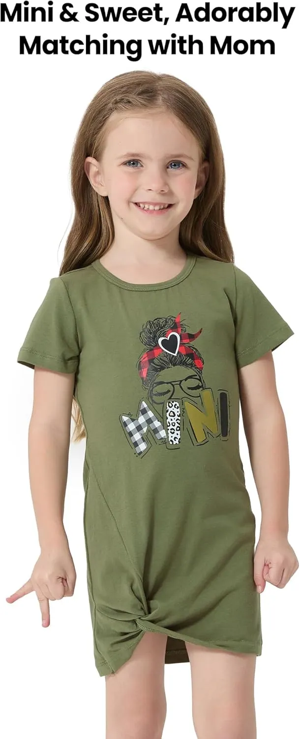 PATPAT Mommy and Me Matching Beach T Shirt Dresses:Short-Sleeve T-Shirt Dresses Vacation Outfits