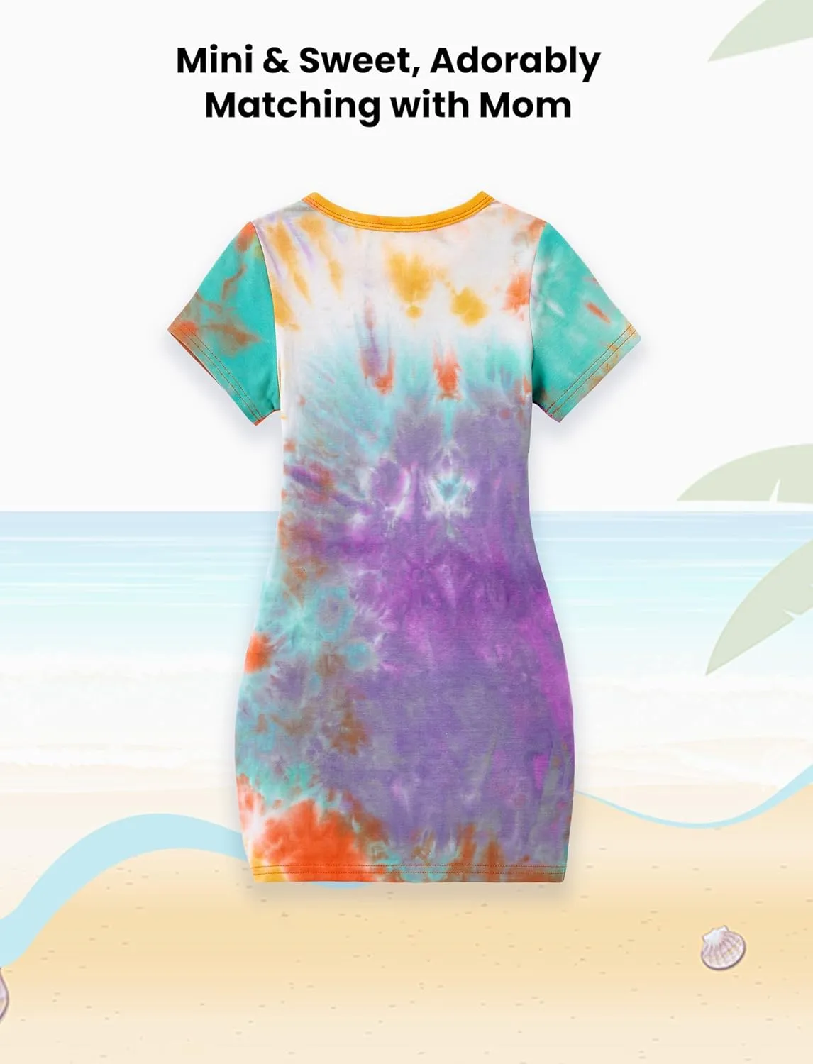 PATPAT Mommy and Me Matching Beach T Shirt Dresses:Short-Sleeve T-Shirt Dresses Vacation Outfits