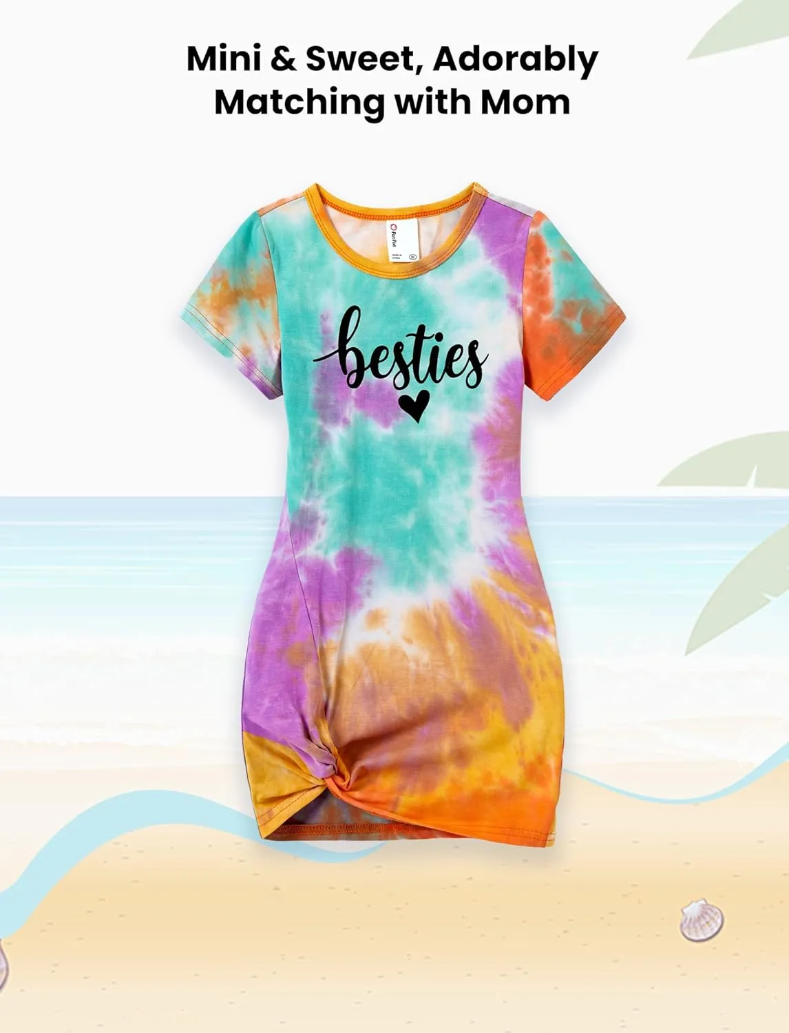 PATPAT Mommy and Me Matching Beach T Shirt Dresses:Short-Sleeve T-Shirt Dresses Vacation Outfits