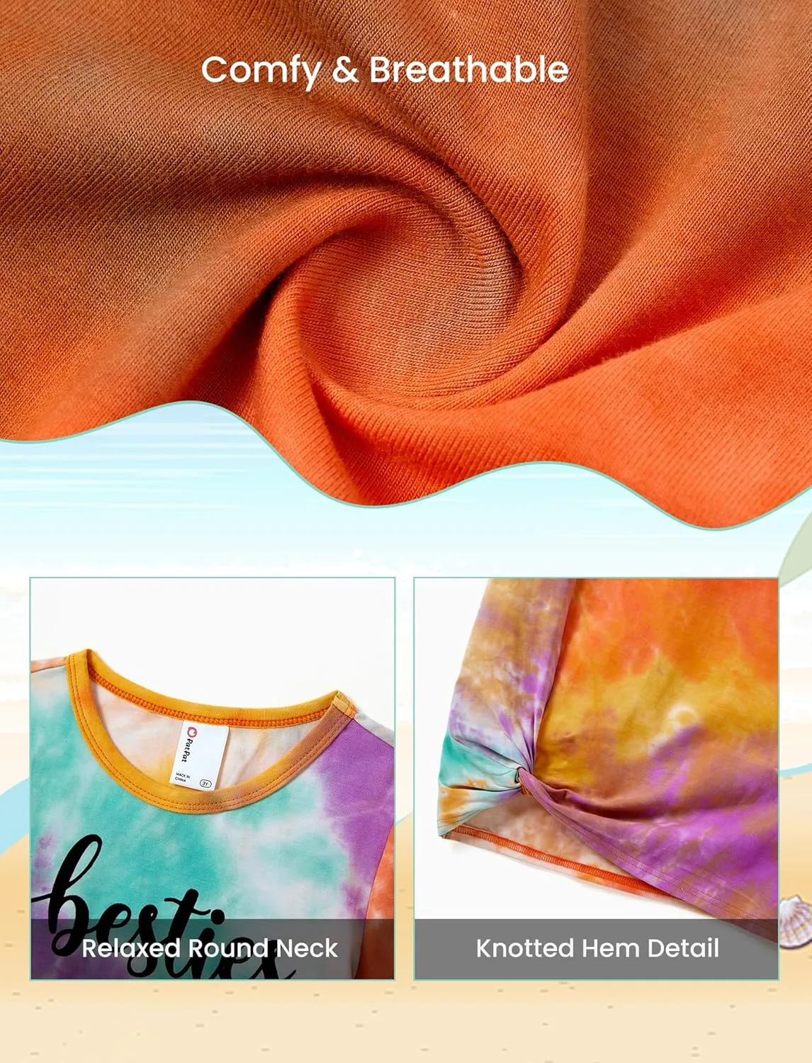 PATPAT Mommy and Me Matching Beach T Shirt Dresses:Short-Sleeve T-Shirt Dresses Vacation Outfits