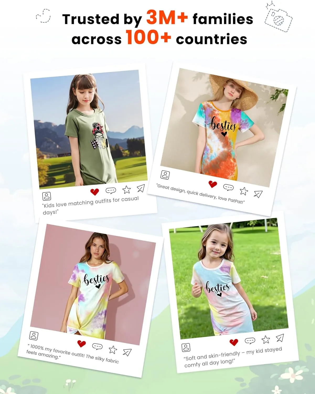 PATPAT Mommy and Me Matching Beach T Shirt Dresses:Short-Sleeve T-Shirt Dresses Vacation Outfits