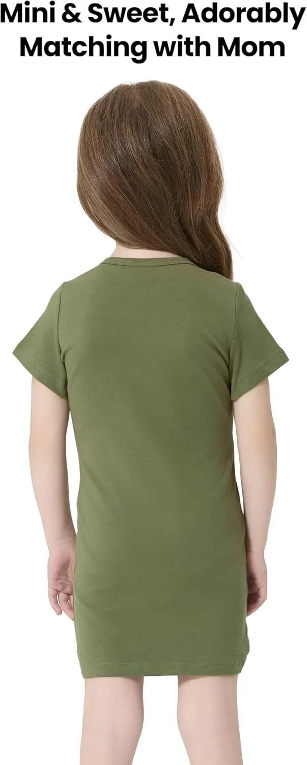PATPAT Mommy and Me Matching Beach T Shirt Dresses:Short-Sleeve T-Shirt Dresses Vacation Outfits