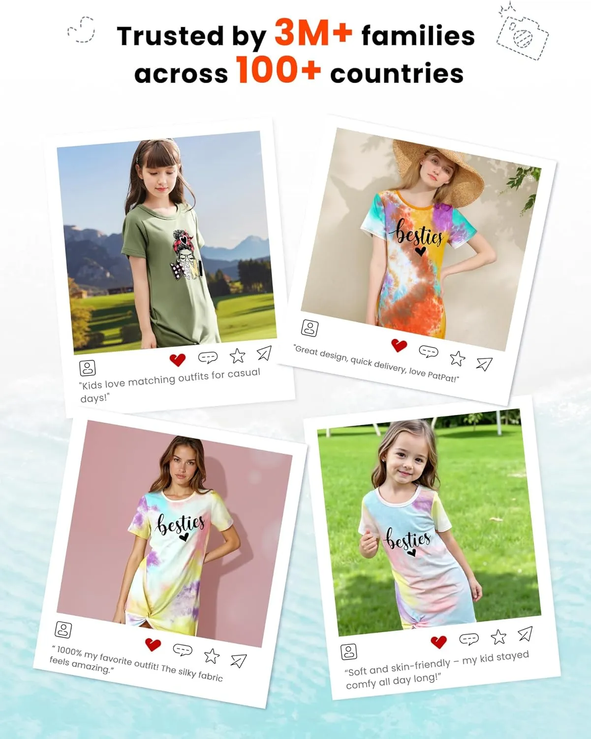 PATPAT Mommy and Me Matching Beach T Shirt Dresses:Short-Sleeve T-Shirt Dresses Vacation Outfits