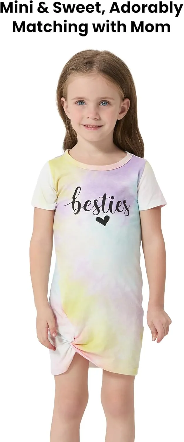 PATPAT Mommy and Me Matching Beach T Shirt Dresses:Short-Sleeve T-Shirt Dresses Vacation Outfits