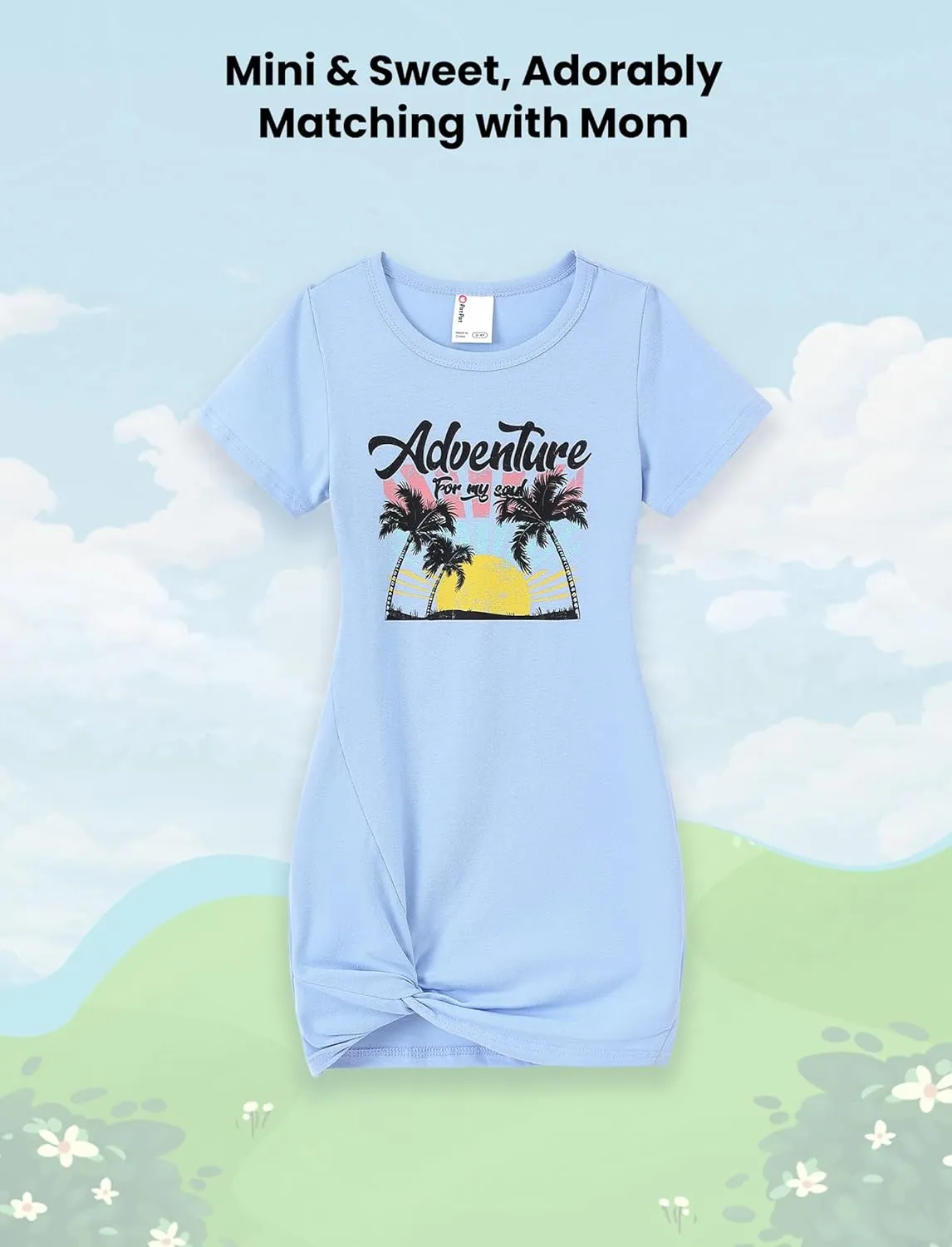 PATPAT Mommy and Me Matching Beach T Shirt Dresses:Short-Sleeve T-Shirt Dresses Vacation Outfits