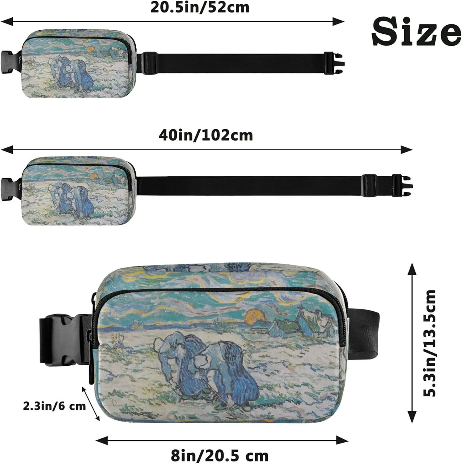 Peasant Digging Field Sunset Vangogh Fanny Packs for Women Belt Bag Hip Pack Waterproof Funny Travel Waist Pack for Men