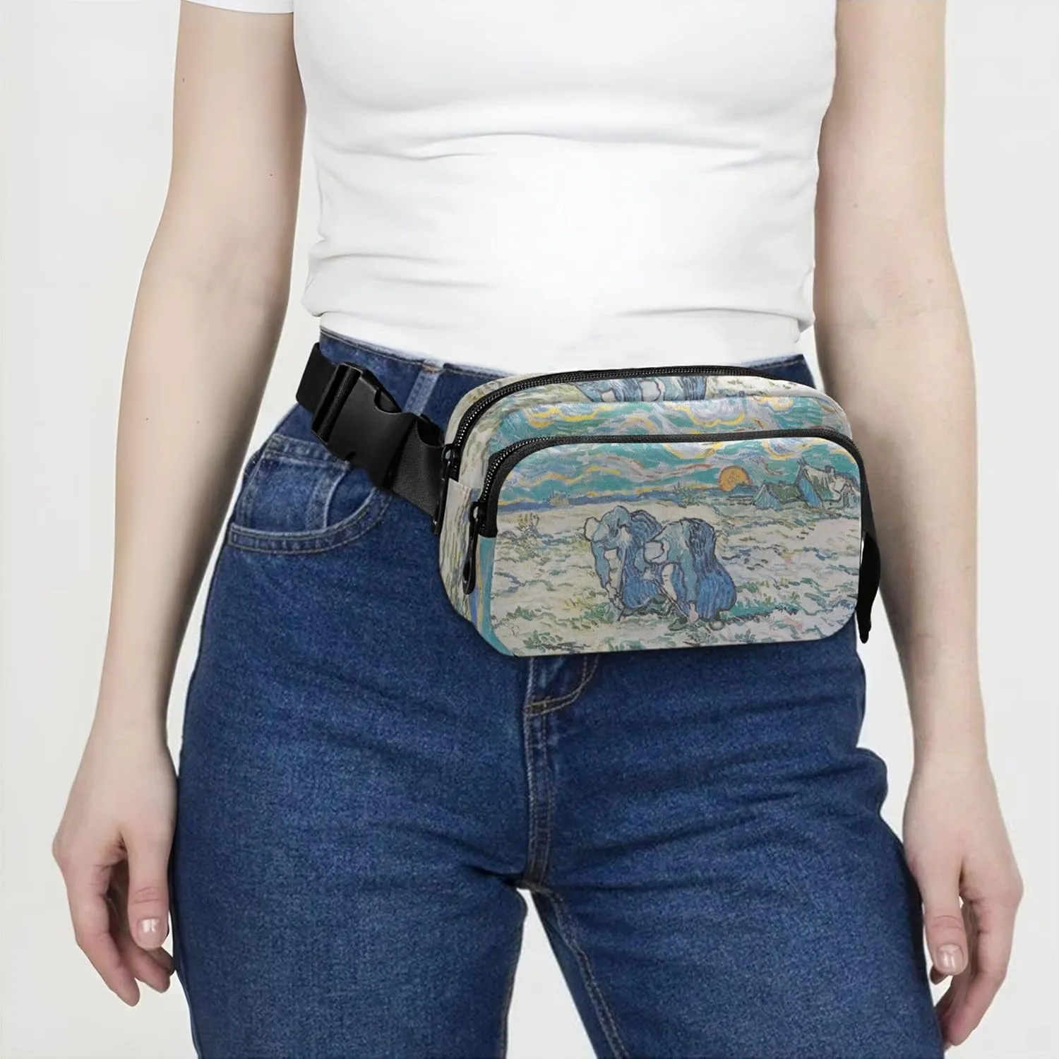 Peasant Digging Field Sunset Vangogh Fanny Packs for Women Belt Bag Hip Pack Waterproof Funny Travel Waist Pack for Men