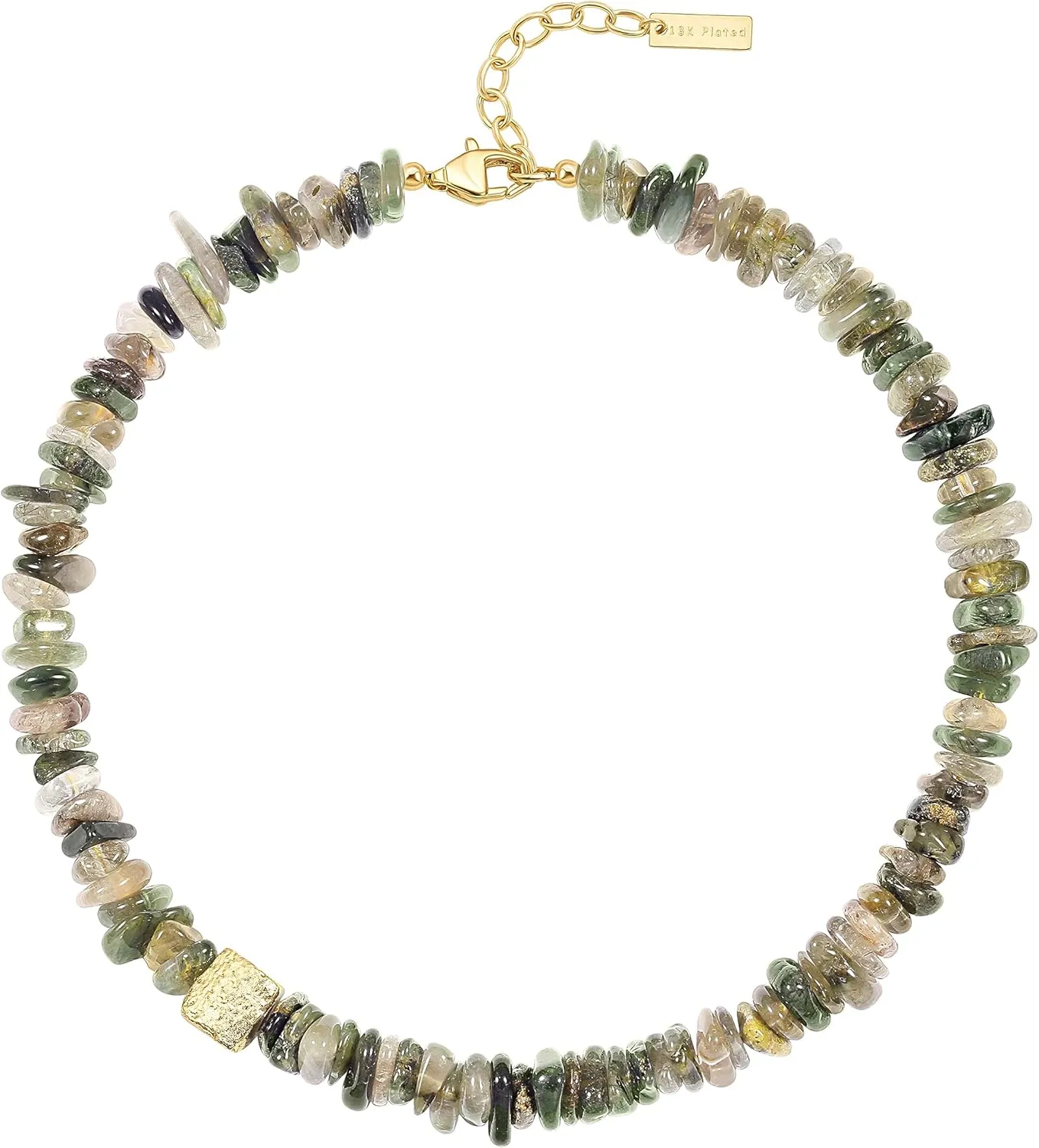 PERNNLA PEARL Protection Malachite Crystal Beaded Necklace for Women Cute Daisy Flower Gold Pendant Choker Necklace for Girl Dainty Handmade Boho Jewelry 15