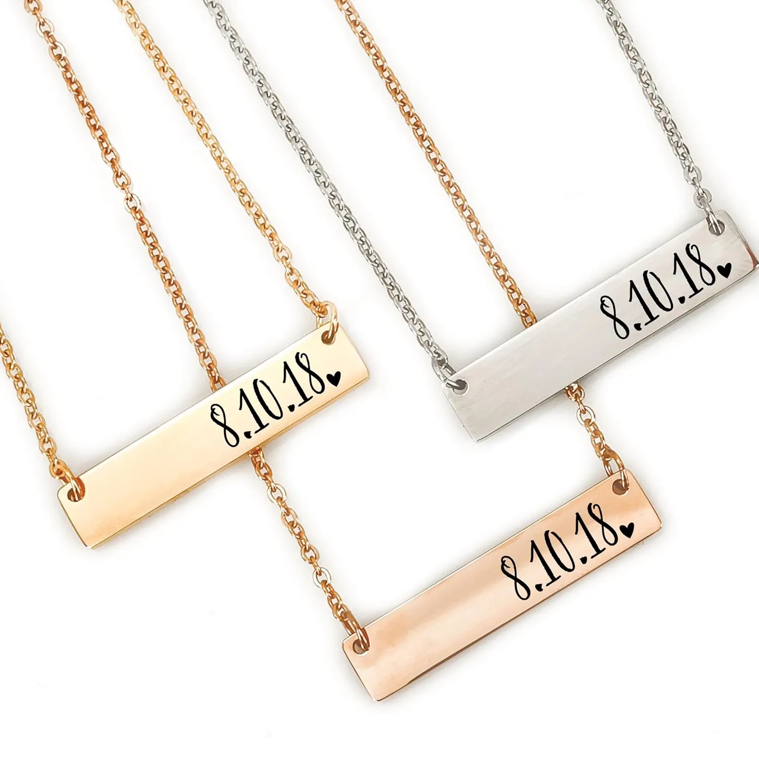 Personalized Date Necklace Personalized Necklace Wedding Date Birthdate Date Engagement Date First Kiss Date Personalized Necklace for Her GERDA-DATE-BAR
