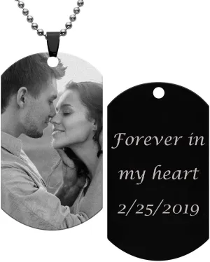 Personalized Master Custom Photo Text Dog Tags Pendant Customized Picture Necklace Valentine's Day Birthday Gift for Men Women
