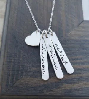 Personalized Necklace With Hand Stamped Kids Names