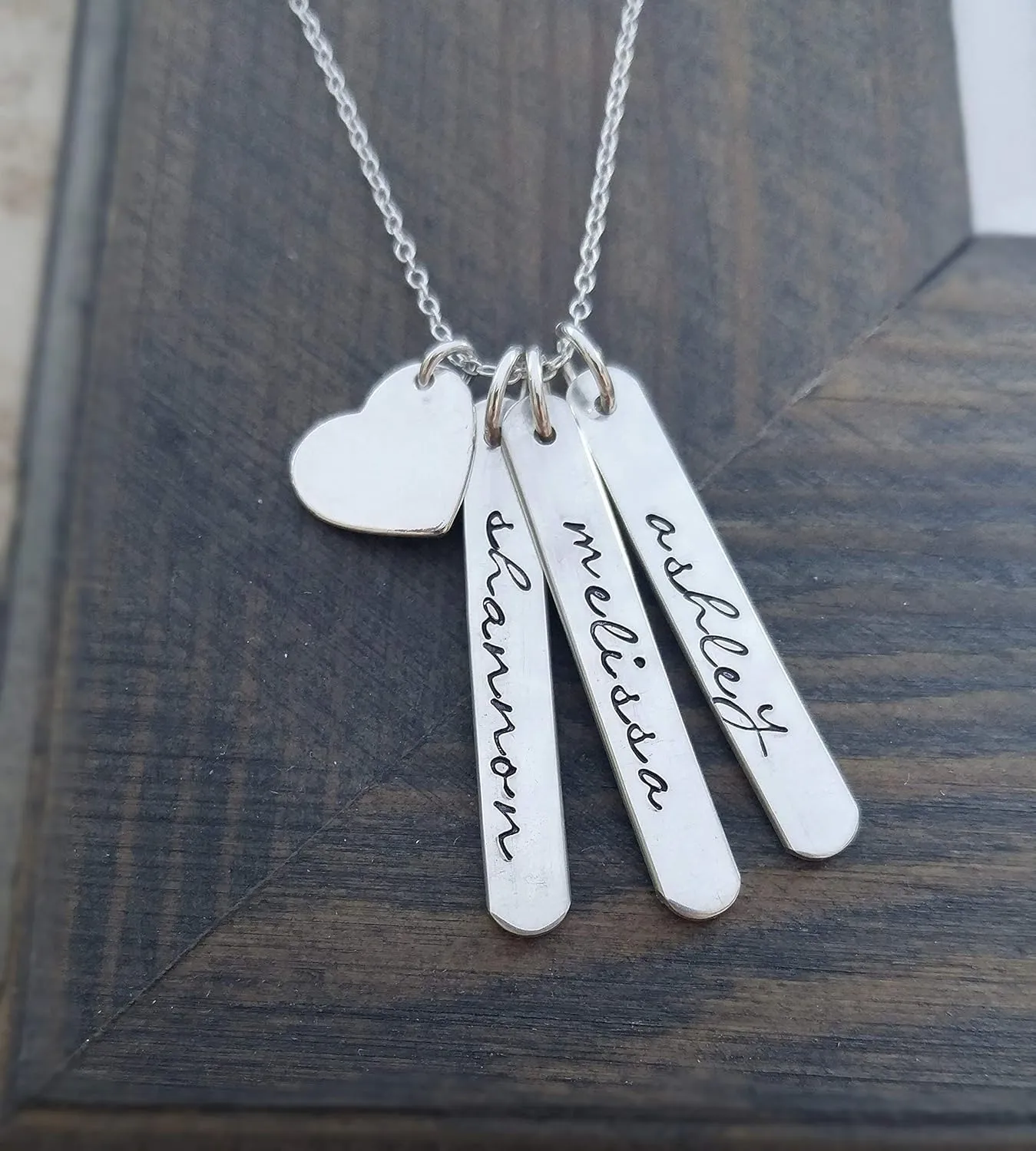 Personalized Necklace With Hand Stamped Kids Names
