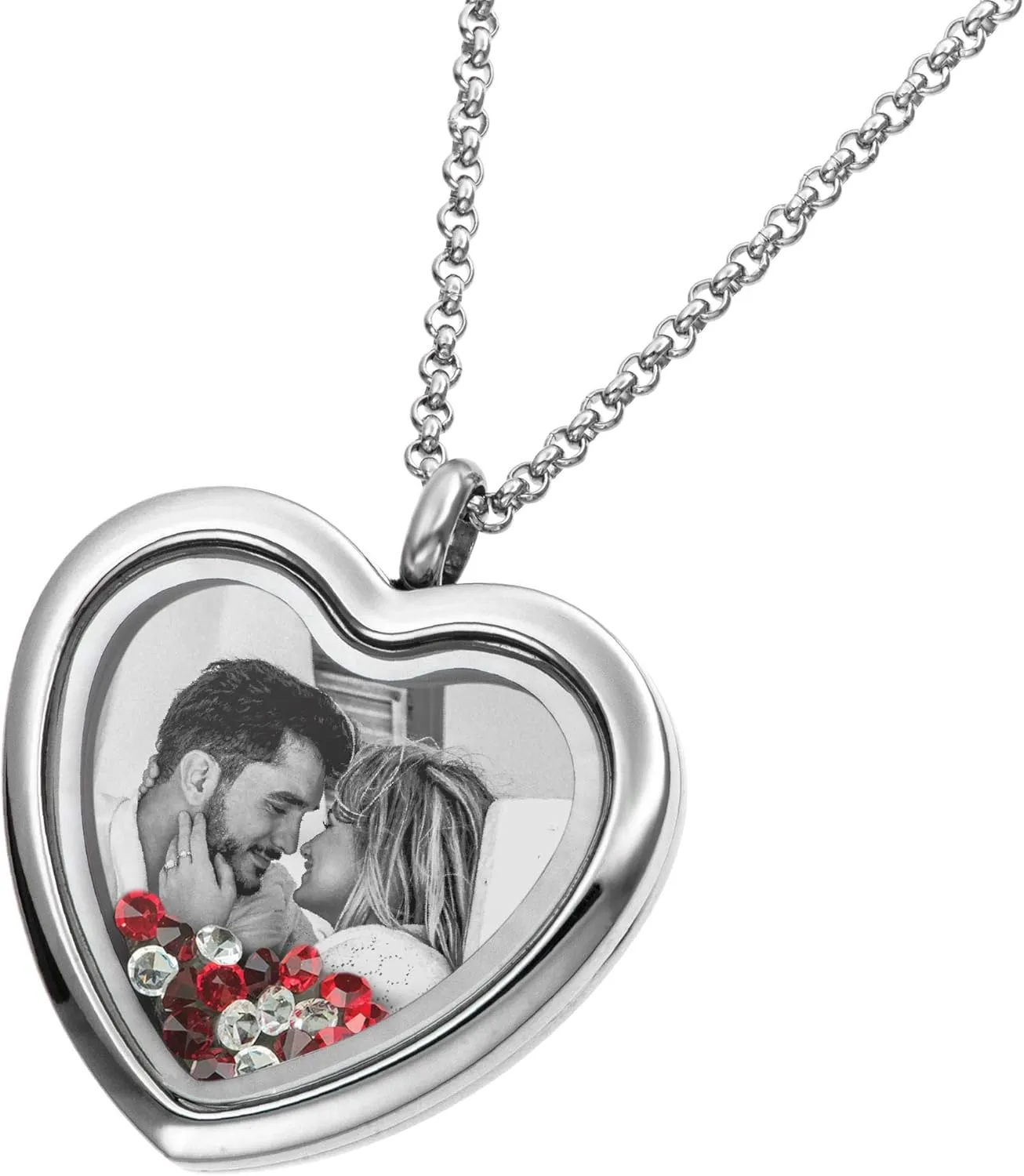 Photo Engraved Locket Pendant Necklace Personalized Medallions Picture Customiization Love Note Jewelry - Birthday Graduation Anniversary Wife Christmas Valentines Gift Souvenir