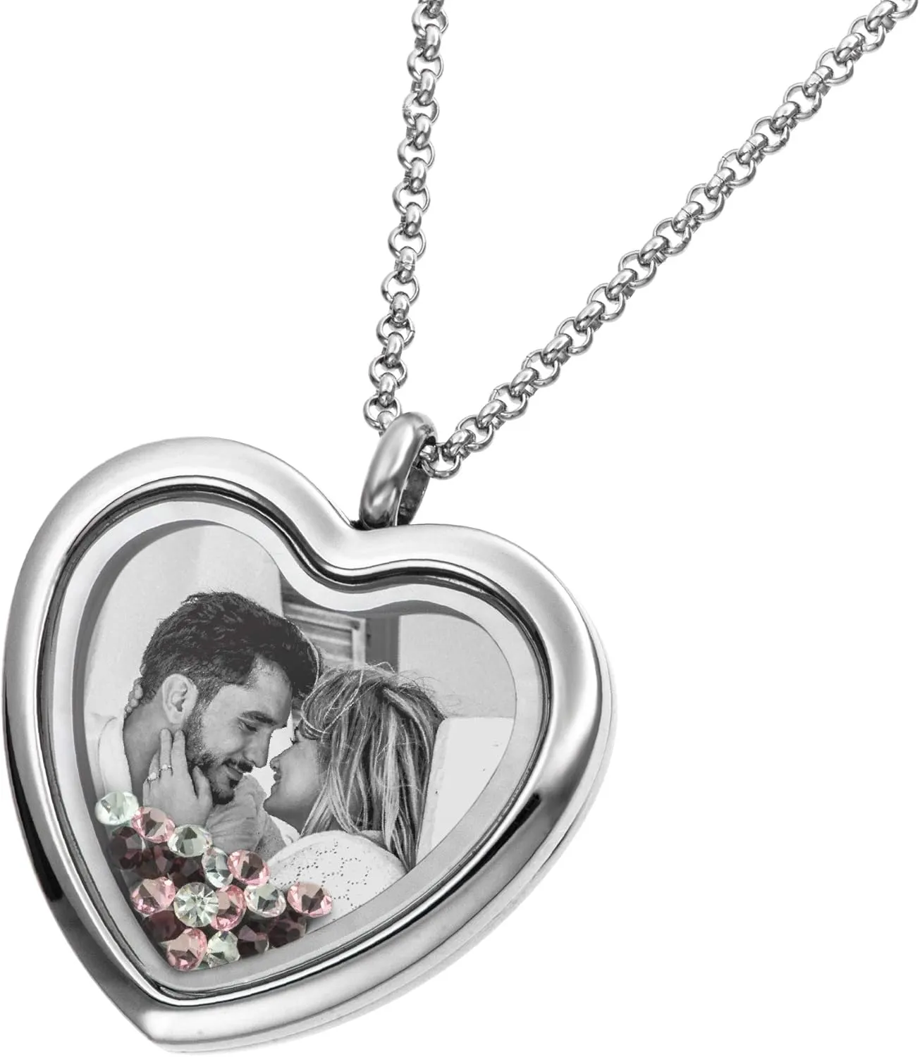 Photo Engraved Locket Pendant Necklace Personalized Medallions Picture Customiization Love Note Jewelry - Birthday Graduation Wife Anniversary Christmas Valentines Gift Souven