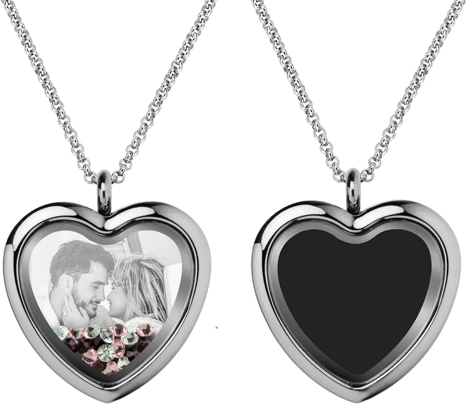 Photo Engraved Locket Pendant Necklace Personalized Medallions Picture Customiization Love Note Jewelry - Birthday Graduation Wife Anniversary Christmas Valentines Gift Souven