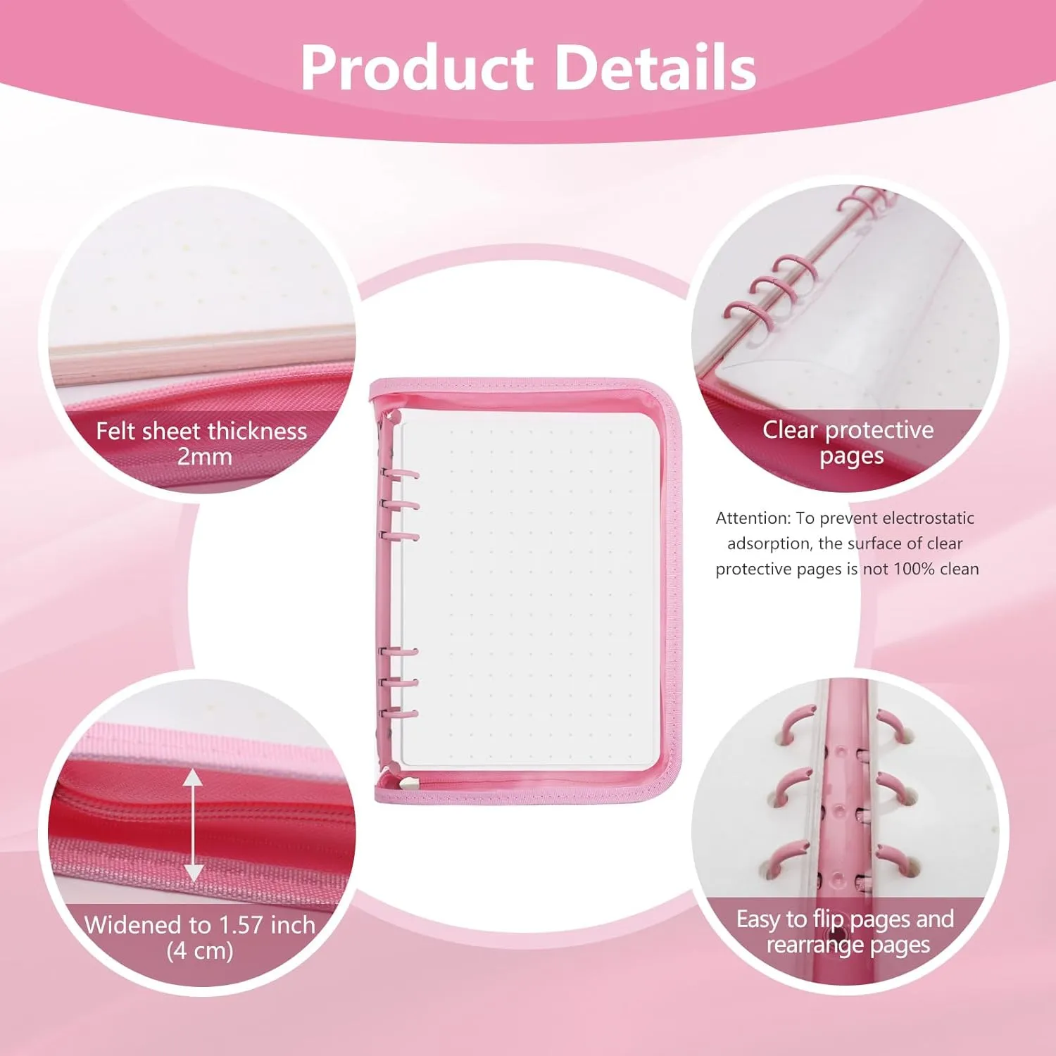 Pin Display Book Enamel Pin Collection Holder Trading Book with 6-Page Display Boards A5 Brooch Pin Storage Organizer Binder Album for Travel Collectors (Pink)