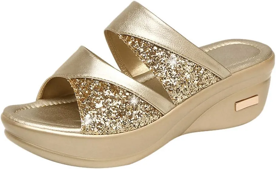 Platform Sandals Women Double Ankle Strap Comfortable with Adjustable Buckles and Open Toe for Customizable Fit Orthopedic Sandal Beach Dressy Flip Flops for Wide Toe 2025 Spring
