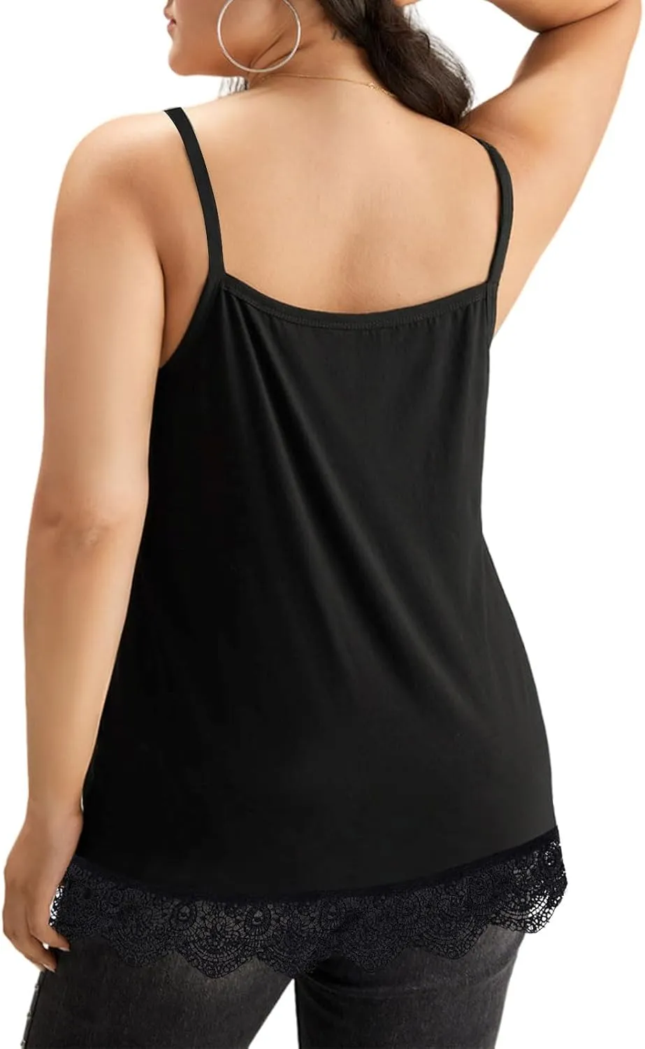Plus Size Tank Tops for Women 2025 Summer Sleeveless Top Lace Trim Extender Camisole Cami Dressy Loose Shirt