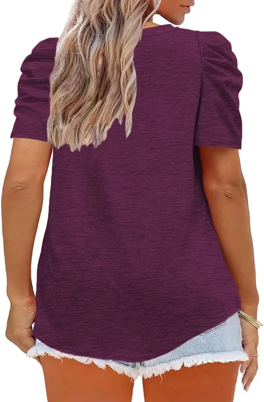 Plus-Size Tops for Women Short Sleeve T Shirts V Neck Tunic Tees XL-5XL