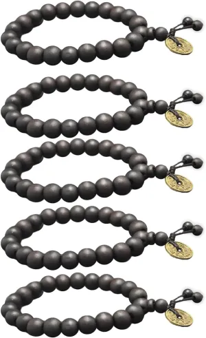 Prayer Bangle Set of 5 Prayer Beads Bracelet Adjustable Buddhist Hand Chains Fashionable Elastic Wristchain Tibet Jewelry for Women, As Shown in the Figure