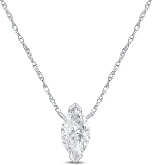 Princess Cut Solitaire Diamond Necklace | Real 14K White Gold GH VS/SI Floating 1/2 Carat Lab Grown Diamond Pendant Necklace for Women | Sparkly Diamond Jewelry for Women