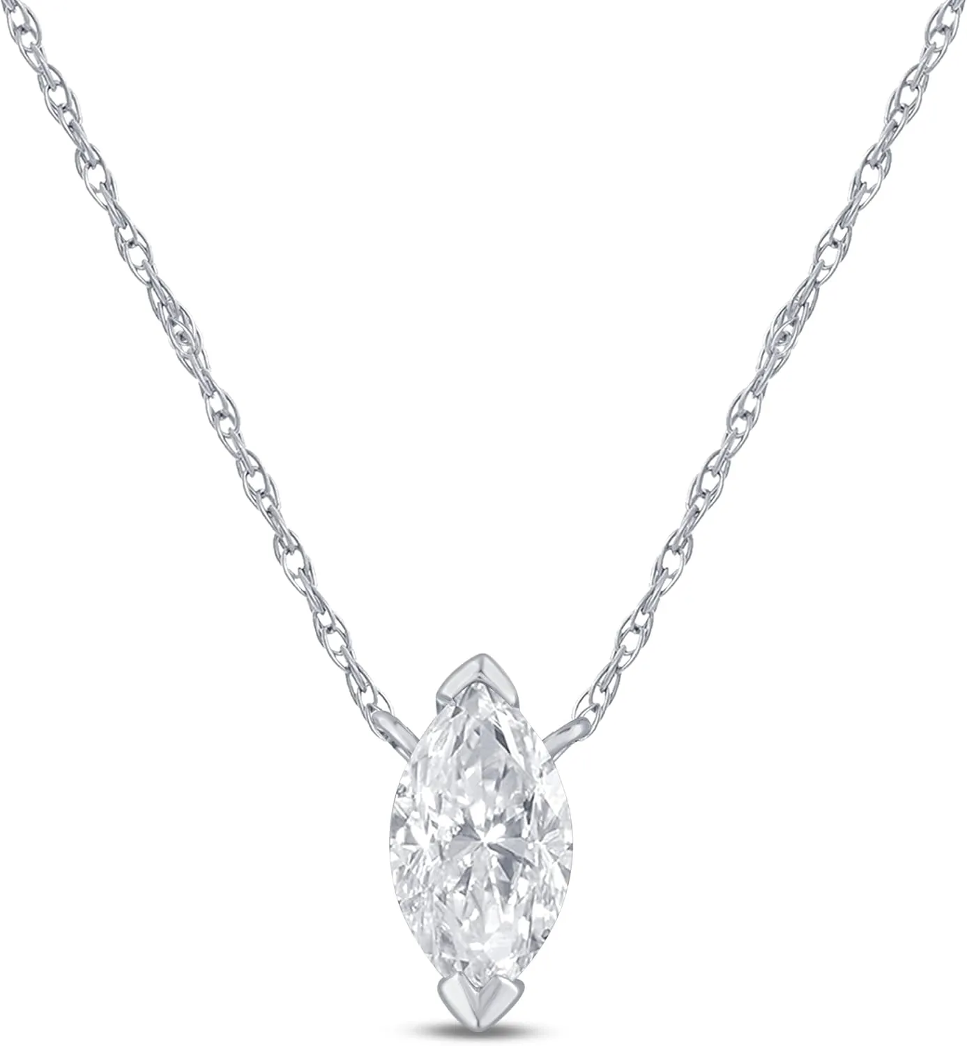 Princess Cut Solitaire Diamond Necklace | Real 14K White Gold GH VS/SI Floating 1/2 Carat Lab Grown Diamond Pendant Necklace for Women | Sparkly Diamond Jewelry for Women