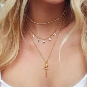 ProJewelry Gift for Christmas, Personalized Initial Necklaces for Women,Custom Name Necklace with Shiny Zircon,Dainty A-Z Pendant Letter Charm Necklace,Trendy Gold Jewelry Gift