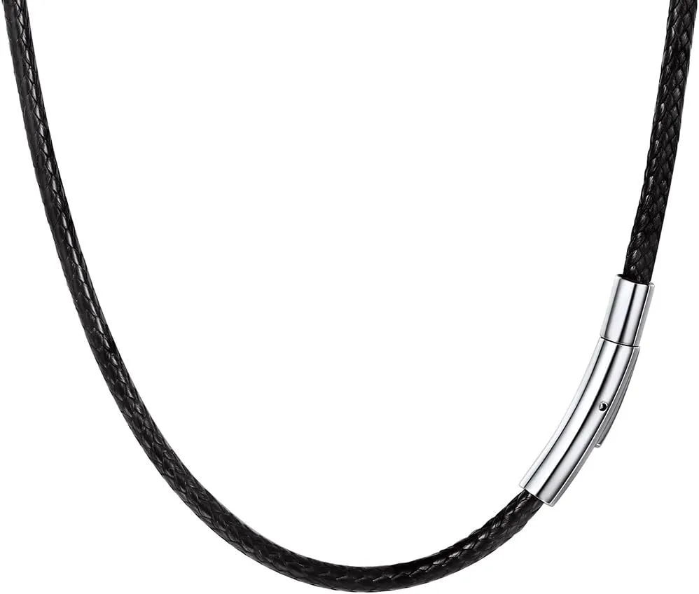 PROSTEEL Waterproof Leather Necklace Cord for Men, 2MM/3MM, 16-30, with Stainless Steel Clasp, DIY Chain for Pendant, Come with Box