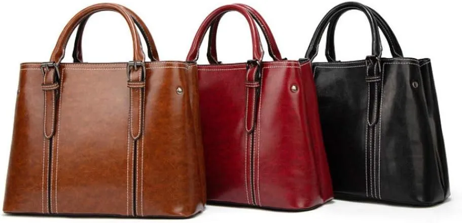 Purses and Handbags for Women Fashion Ladies PU Leather Top Handle Satchel Shoulder Tote Bags (Red)