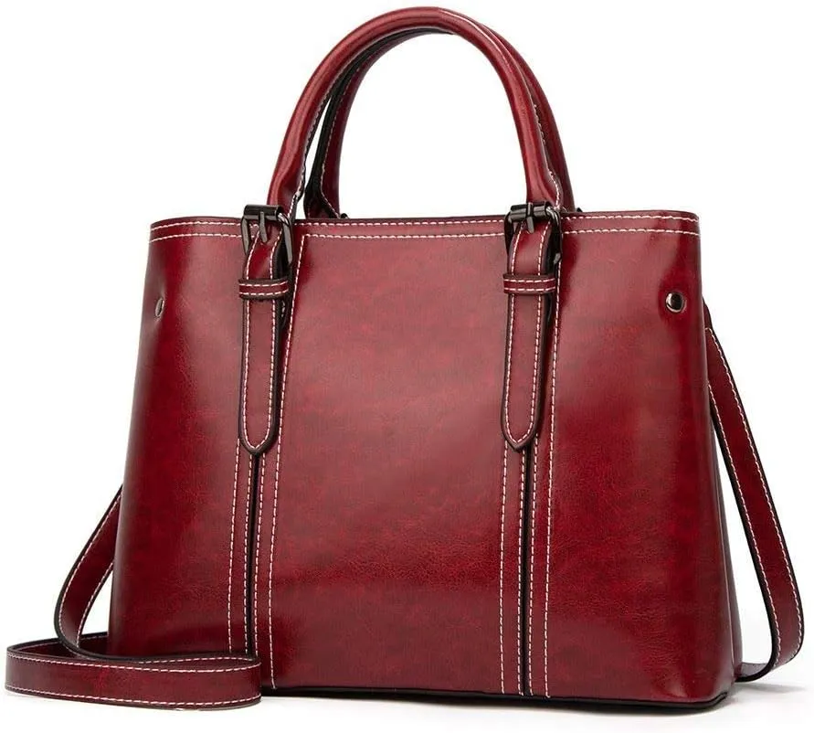 Purses and Handbags for Women Fashion Ladies PU Leather Top Handle Satchel Shoulder Tote Bags (Red)