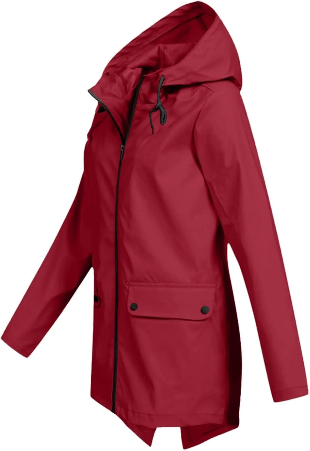 Rain Coats for Women Waterproof Lightweight Zip up Fashion Coat Plus Size Button Pokets Outdoor Hooded Windbreaker