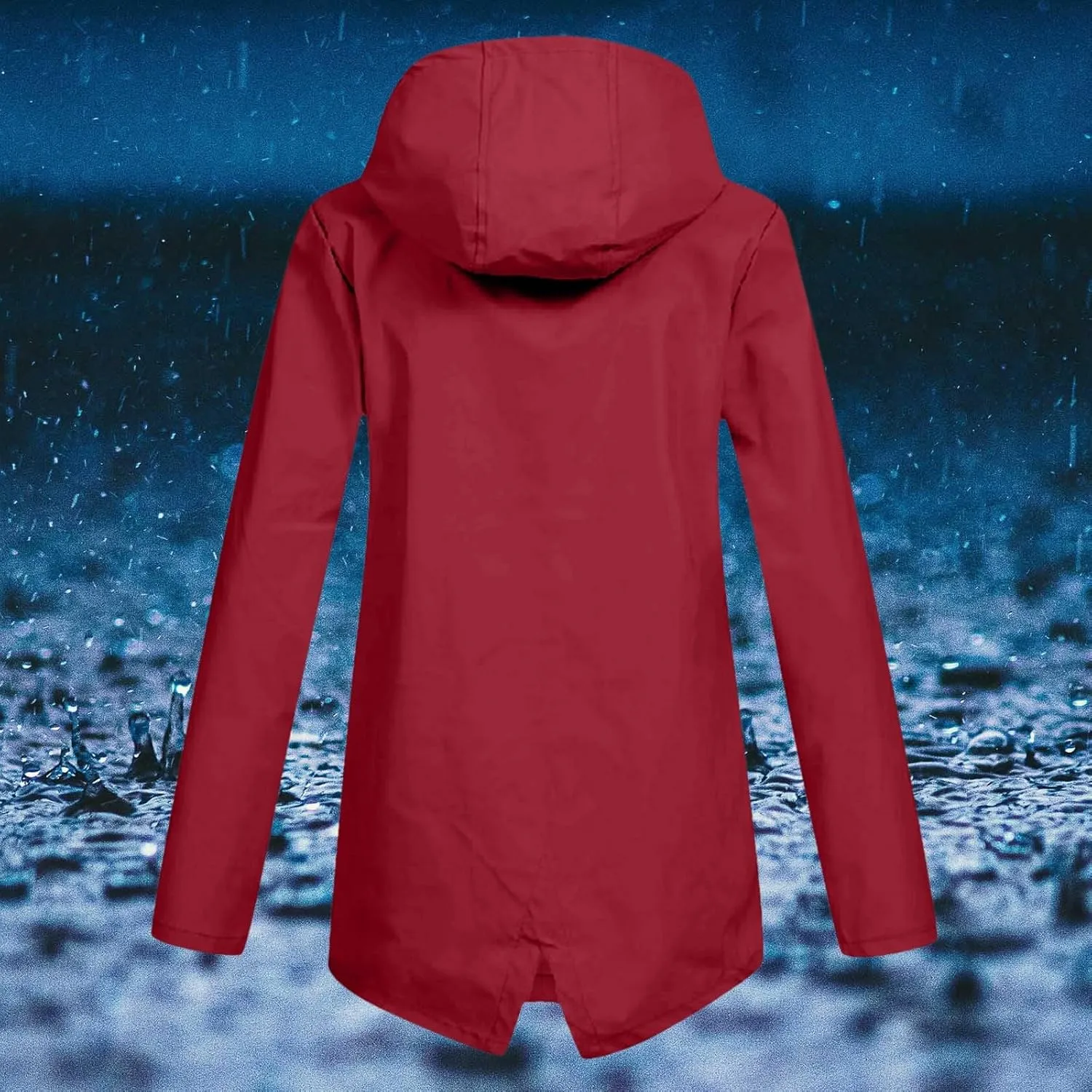 Rain Coats for Women Waterproof Lightweight Zip up Fashion Coat Plus Size Button Pokets Outdoor Hooded Windbreaker