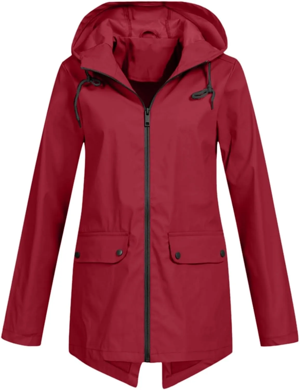 Rain Coats for Women Waterproof Lightweight Zip up Fashion Coat Plus Size Button Pokets Outdoor Hooded Windbreaker
