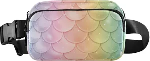 Rainbow Fish Scale Fanny Pack for Women Funny Belt Bag Hip Pack Waterproof Waist Purse for Women