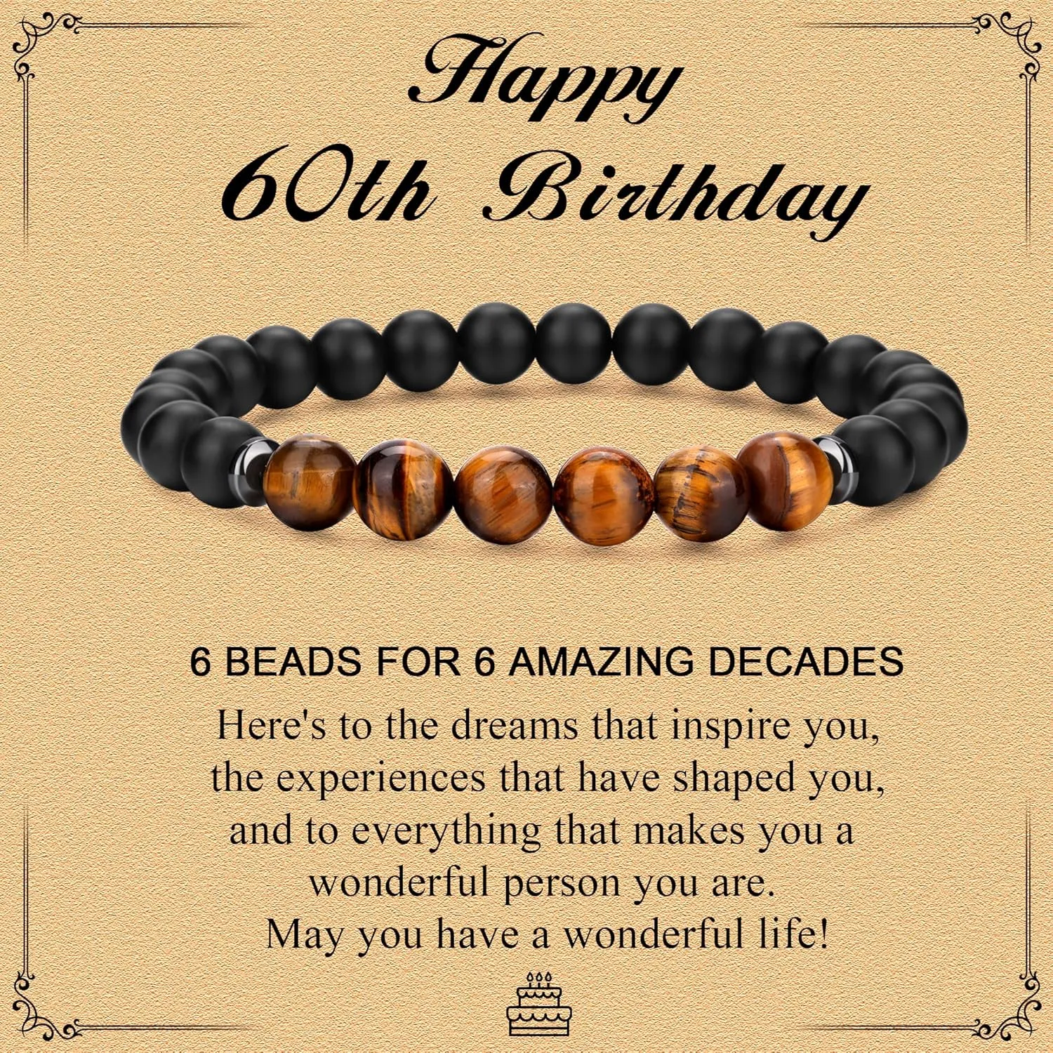 RANKEEF 21st 30th 40th 50th 60th Birthday Gifts Mens Beaded Bracelets Stretch Tiger Eye Bead Bracelet for Son Brother Father Husband Grandfather Friend Bead Bracelet Gift