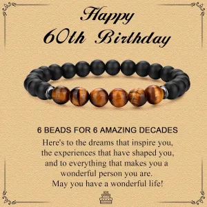 RANKEEF 21st 30th 40th 50th 60th Birthday Gifts Mens Beaded Bracelets Stretch Tiger Eye Bead Bracelet for Son Brother Father Husband Grandfather Friend Bead Bracelet Gift