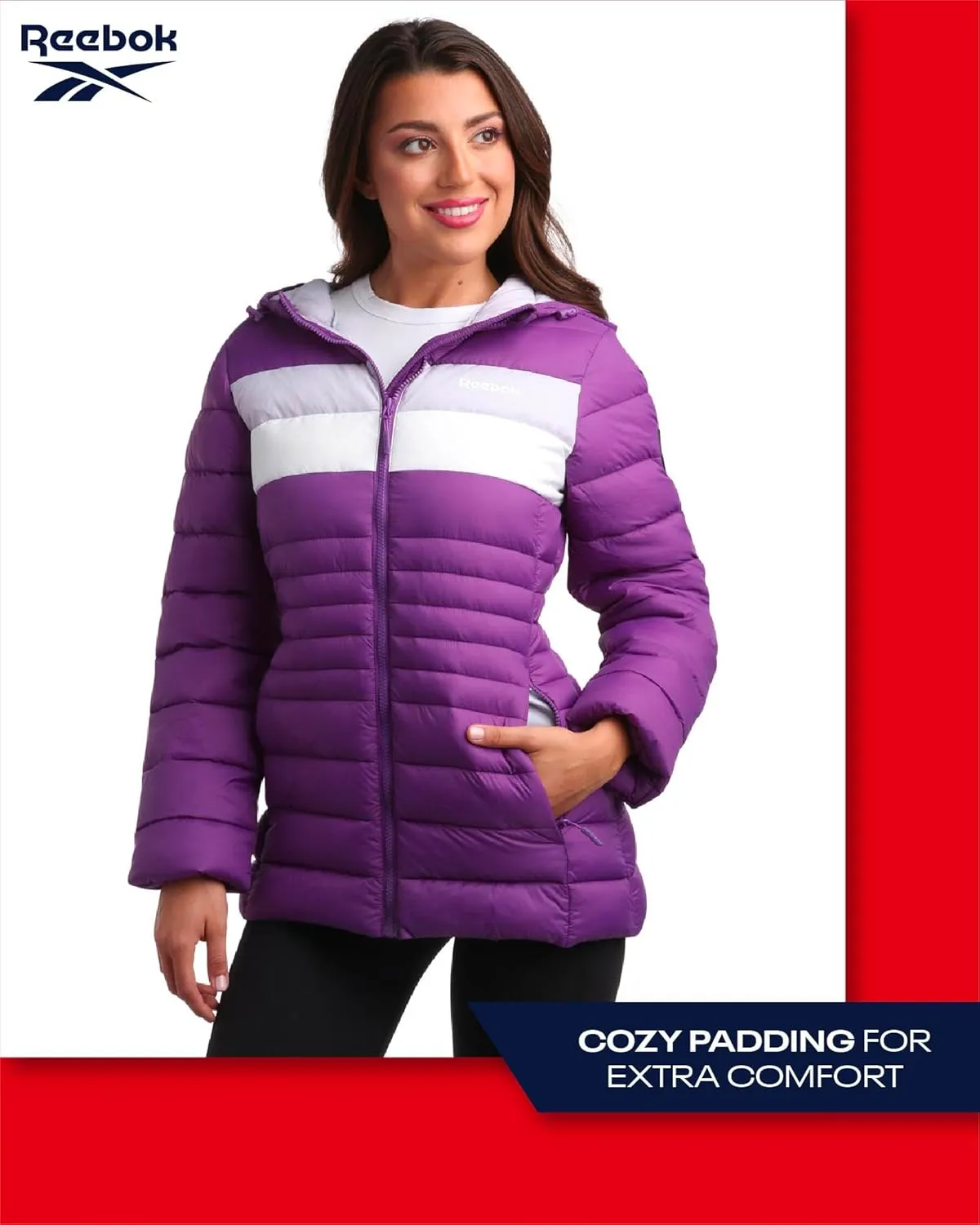 Reebok Women Jacket - Packable Quilted Puffer Coat  Casual Jacket for Women (S-XL)