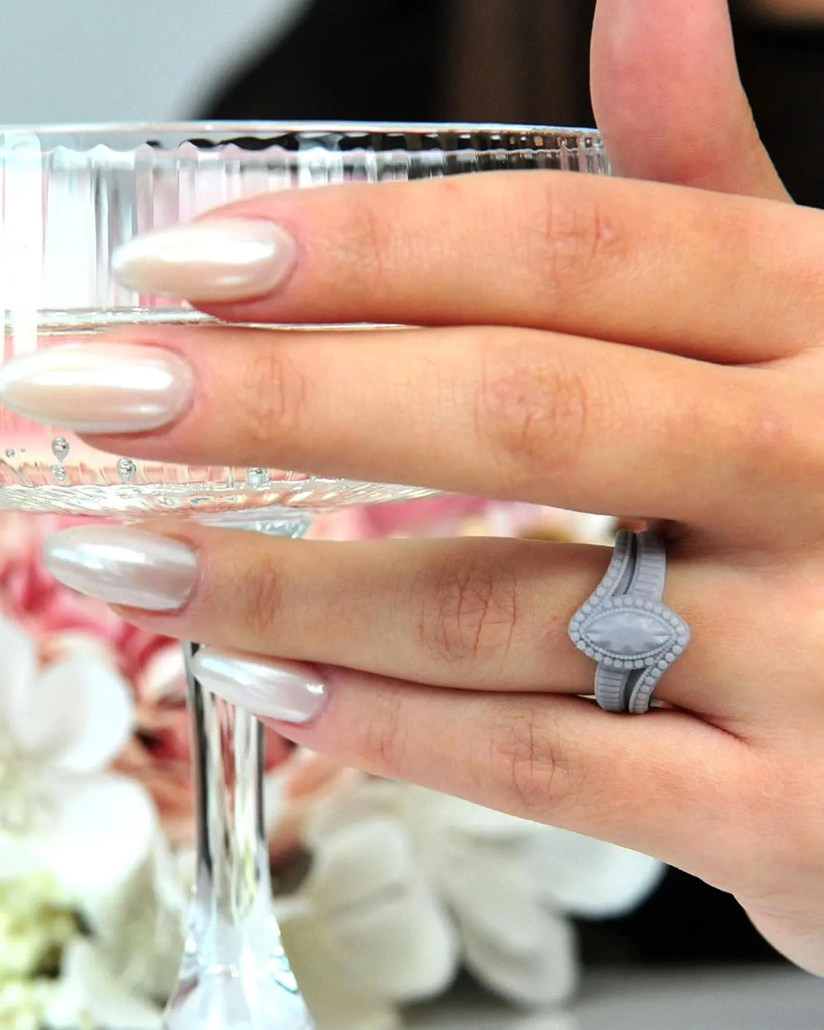 Rinfit Silicone Rings for Women - Promise Ring for Her - Rubber Wedding Bands Women - Marquise & Pear - Patented Design